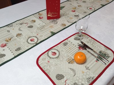 christmas runner and placemats in french pique fabric